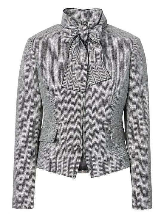 Banana Republic Jackets & Blazers - Banana Republic Neck Tie Herringbone Wool Blend Jacket, Gray, Size 2